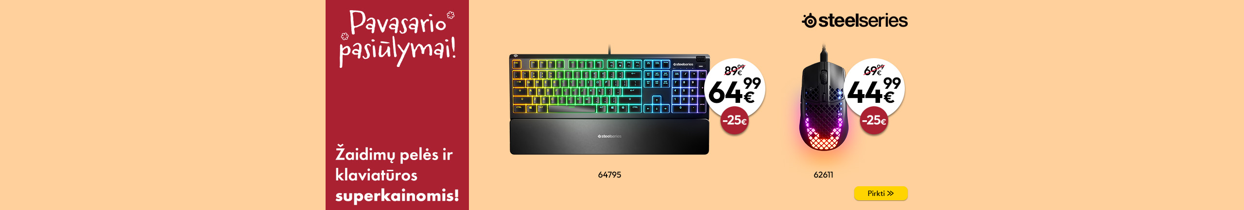 SteelSeries kompiuterinės pelės ir klaviatūros superkainomis!