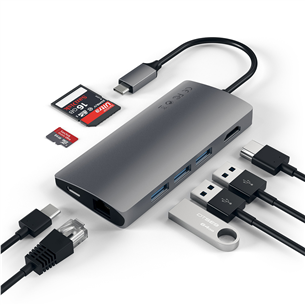 Adapteris Satechi USB-C Multi-Port 4K Gigabit Ethernet Prekė - ST-TCMA2M