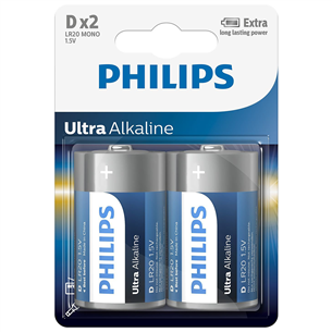 Elementai Philips Ultra Alkaline D 2 Prekė - LR20E2B/10 LR20E2B/10
