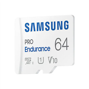 Atminties kortelė Samsung Micro SDHC Endurance PRO + SD adapter, 64 GB, white + adapteris Prekė - MB-MJ64KA/EU