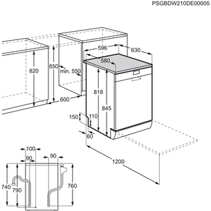 Electrolux 600 SatelliteClean, 14 place settings, white - Free standing dishwasher Item - ESM48310SW