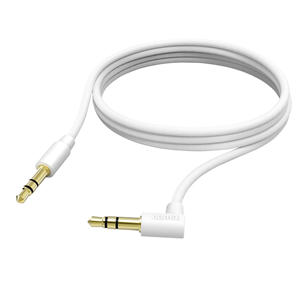 Hama Aux Cable, 3,5 mm - 3,5 mm, 90° angled plug, 1 m, white - Cable Item - 00201529