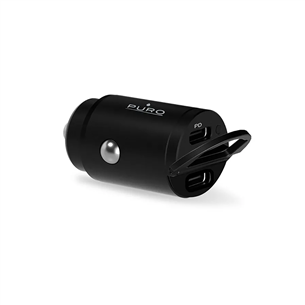 Automobilinis įkroviklis Puro Mini Car Charger, 2x USB-C, 30W, black Prekė - FCMCHUSBCC30WBLK