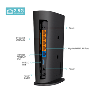 WiFi maršrutizatorius TP-Link Archer AX80, AX6000 8-Stream Wi-Fi 6, 2.5G LAN, juodas Prekė - ARCHERAX80