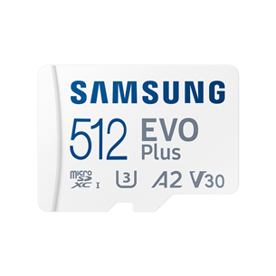 Samsung EVO Plus, microSDXC, 512 GB, white - Memory Card and Adapter Item - MB-MC512SA/EU