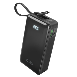 SBS LCD Power Bank, 10000 mAh, juoda - Išorinė baterija TTBB10000LCDTCPD20K