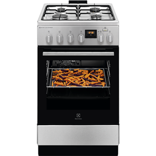 Electrolux Steambake, 58 L, width 50 cm, stainless steel - Gas cooker with electric oven LKK560228X