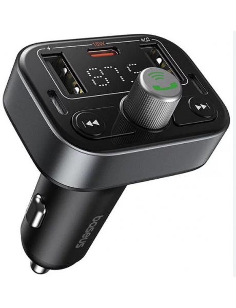 Automobilinis FM moduliatorius, įkroviklissu Bluetooth 5.3 2xUSB + USB-C, juodas
