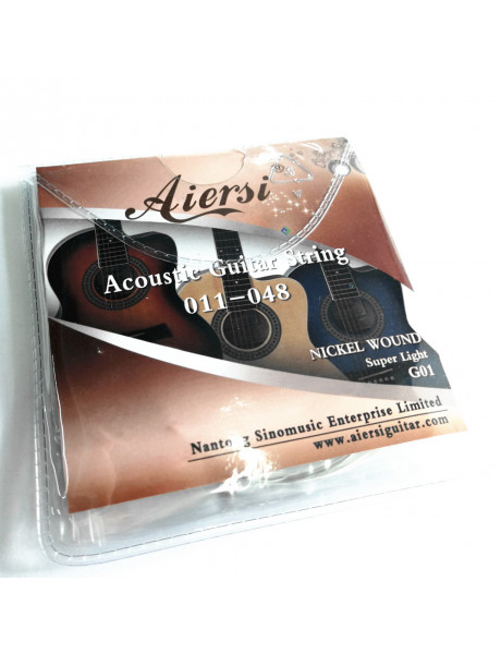 Aiersi G01 stygų komplektas akustinei gitarai (Super light nickel wound)