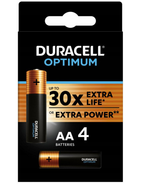 Baterijos DURACELL Optimum, AA, 4 vnt.