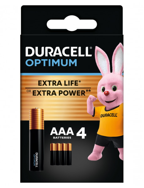 Baterijos DURACELL Optimum, AAA, 4 vnt.