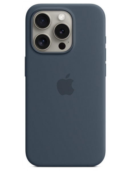 Dėklas iPhone 15 Pro Silicone Case with MagSafe - Storm Blue