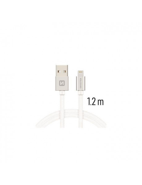 SWISSTEN TEXTILE FASTCHARGE 3A LIGHTNING MD818ZM/A DATA ANDCHARGING CABLE 1.2MSILVER