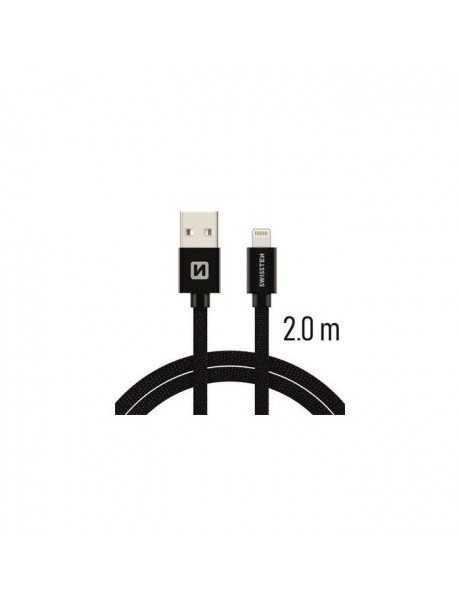 SWISSTEN TEXTILE FASTCHARGE 3A LIGHTNING MD818ZM/A DATA ANDCHARGING CABLE 2MBLACK
