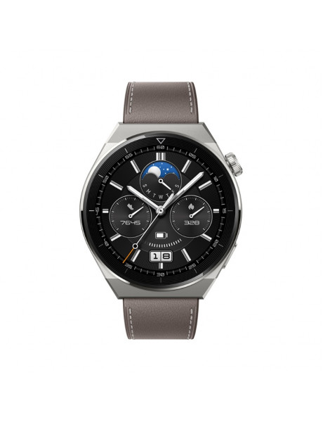 Išmanusis laikrodis HUAWEI WATCH GT 3 Pro (46mm) (Gray leather), Titanium Case with Gray Leather Str