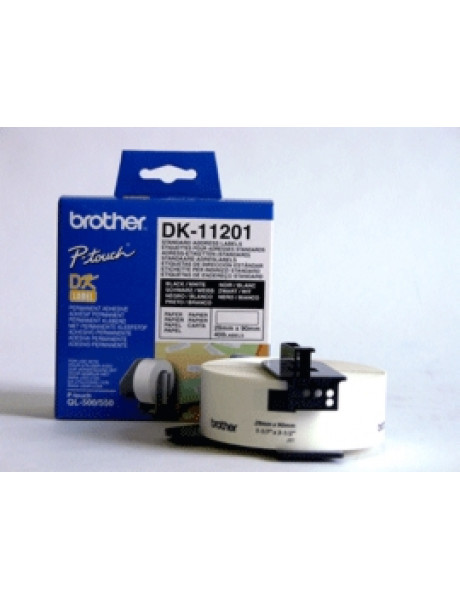 Brother | DK-11201 Standard Address Labels | Black, White | DK | 29mm x 90mm