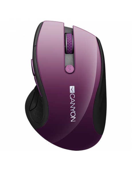 CNS-CMSW01P CANYON MW-01, 2.4GHz wireless mouse with 6 buttons, optical tracking - blue LED, DPI 1000/1200/1600, Purple pearl glossy, 113x71x39.5mm, 0.07kg