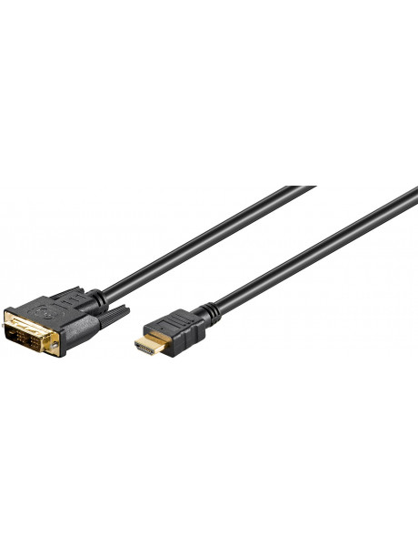 Goobay | Black | DVI-D male Single-Link (18+1 pin) | HDMI male (type A) | DVI-D/HDMI cable, gold-plated | HDMI to DVI-D | 2 m
