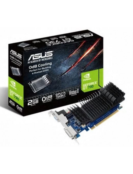 Asus GF GT730-SL-2GD5-BRK NVIDIA, 2 GB, GeForce GT 730, GDDR5, Memory clock speed 5010 MHz, PCI Express 2.0, HDMI ports quantity 1, DVI-D ports quantity 1, Cooling type Passive, Processor frequency 902 MHz