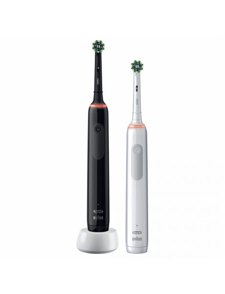 Oral-B | Pro3 3900 Cross Action | Electric Toothbrush | Rechargeable | For adults | ml | Number of heads | Black and White | Number of brush heads included 2 | Number of teeth brushing modes 3