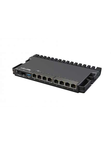 MikroTik Wired Ethernet Router RB5009UG+S+IN, Quad core 1.4 GHz CPU, 1xSFP+, 7xGigabit LAN, 1x2.5G LAN, 1xUSB, Can be powered in 3 different ways, CPU temperature monitor, Mounts FOUR of these Routers in a Single 1U Rackmount Space, RouterOS L5 MikroTik |