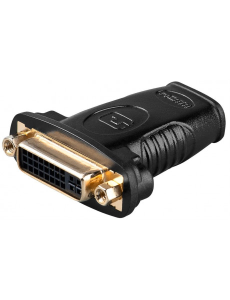 Goobay Black | HDMI female (Type A) | DVI-I female Dual-Link (24+5 pin) | HDMI/DVI-I adapter, gold-plated | 68690