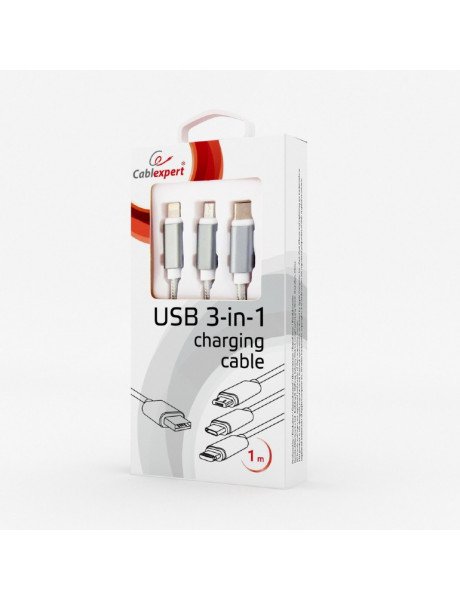 CABLE USB CHARGING 3IN1 1M/SILV CC-USB2-AM31-1M-S GEMBIRD