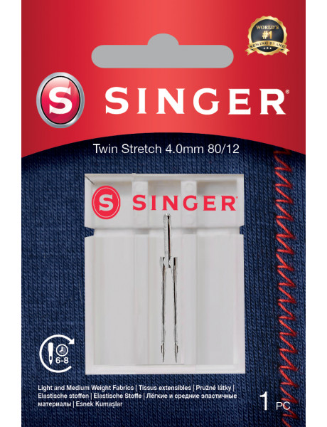 Singer | Twin Stretch Needle, Decorative, 4.0 80/12 1PK