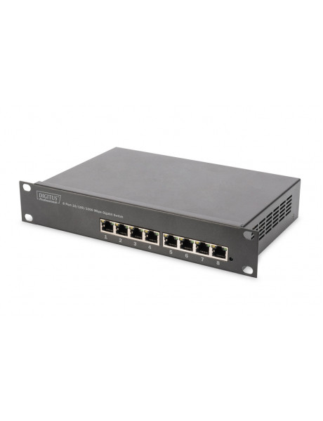 Digitus | 8-port Gigabit Ethernet Switch | DN-80114 | Unmanaged | Rackmountable | 10/100 Mbps (RJ-45) ports quantity | 1 Gbps (RJ-45) ports quantity | SFP+ ports quantity | Power supply type Internal
