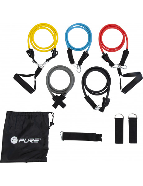Pure2Improve | Exercise Tube Set | Black, Blue, Grey, Red and Yellow