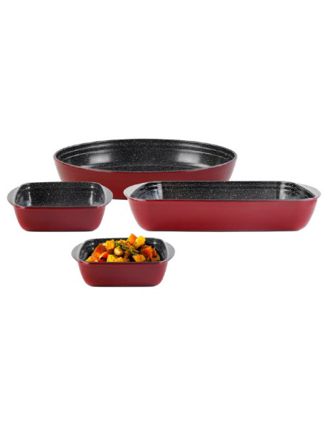 Stoneline Casserole dish set of 4pcs 21789 1+1+3+3.6 L 20x17/35x24/39x24 cm Borosilicate glass Red Dishwasher proof