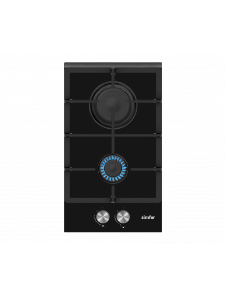 Simfer | H3.201.TGRSP | Hob | Gas on glass | Number of burners/cooking zones 2 | Rotary knobs | Black