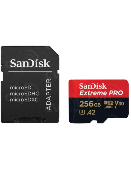 SDSQXCD-256G-GN6MA SanDisk Extreme PRO microSDXC 256GB + SD Adapter + 2 years RescuePRO Deluxe up to 200MB/s & 140MB/s Read/Write speeds A2 C10 V30 UHS-I U3, EAN: 619659188542