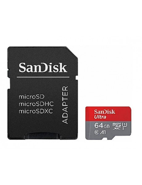 SDSQUAB-064G-GN6IA SanDisk Ultra microSDXC 64GB + SD Adapter 140MB/s  A1 Class 10 UHS-I - Imaging Packaging, EAN: 619659200039