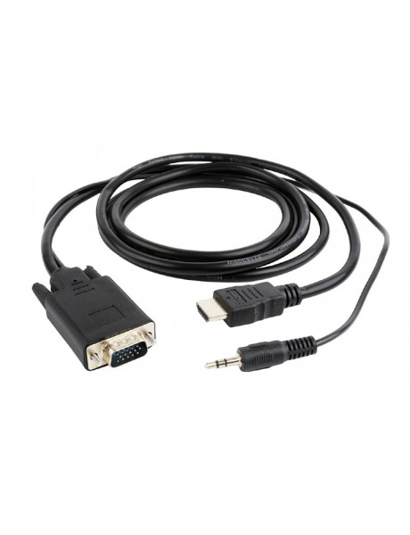 Cablexpert HDMI to VGA and  Audio Adapter Cable, Single Port, 1.8m, Black | Cablexpert