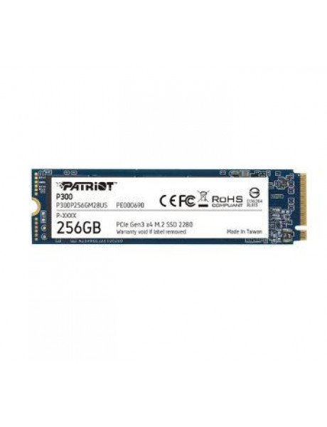 SSD|PATRIOT|P300|256GB|M.2|PCIE|NVMe|3D NAND|Write speed 1100 MBytes/sec|Read speed 1700 MBytes/sec|3.8mm|TBW 120 TB|P300P256GM28