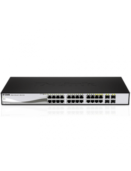 D-LINK DGS-1210-20, Gigabit Smart Switch with 16 10/100/1000Base-T ports and 4 Gigabit MiniGBIC (SFP) ports, 802.3x Flow Control, 802.3ad Link Aggregation, 802.1Q VLAN, 802.1p Priority Queues, Port mirroring,, Jumbo Frame support, 802.1D STP, ACL, LLDP, C