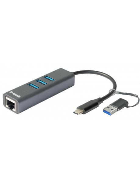 D-Link | USB-C/USB to Gigabit Ethernet Adapter with 3 USB 3.0 Ports | DUB-2332