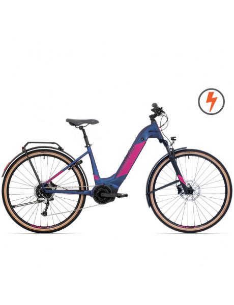 Elektrinis dviratis Rock Machine 29 Crossride e500B Lady mėlynas/rožinis (M)