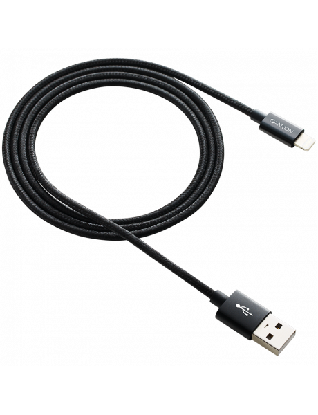 CNE-CFI3B CANYON CFI-3, Lightning USB Cable for Apple, braided, metallic shell, cable length 1m, Black, 14.9*6.8*1000mm, 0.02kg