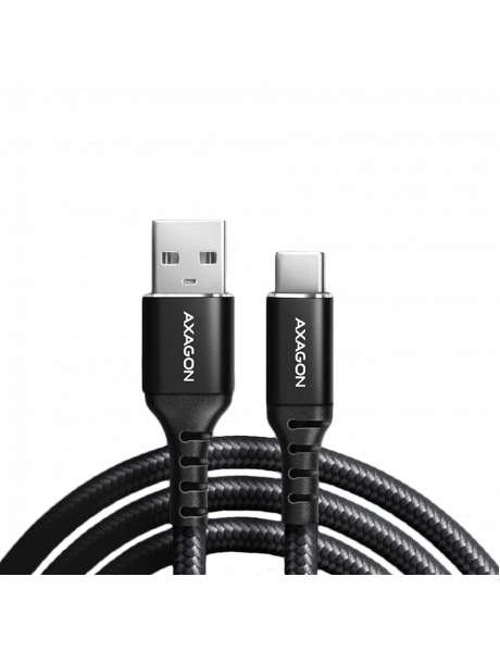 BUCM-AM15AB Axagon Data and charging USB 2.0 cable length 1.5 m. 3A. Black braided.