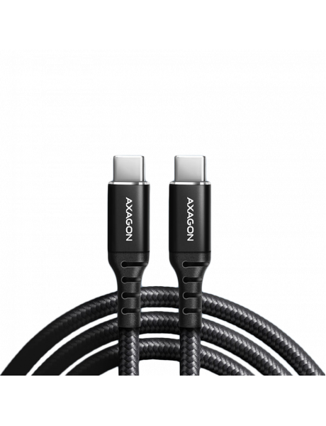 BUCM-CM10AB Axagon Data and charging USB 2.0 cable length 1 m. 3A. PD 60W, 3A. Black braided.