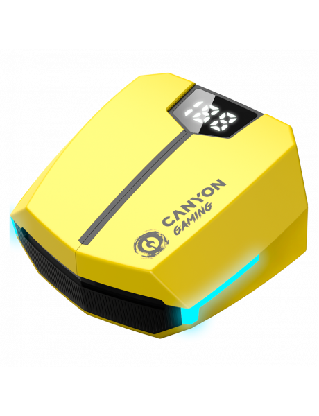 CND-GTWS2Y CANYON GTWS-2, Gaming True Wireless Headset, BT 5.3 stereo, 45ms low latency, 37.5 hours, USB-C, 0.046kg, yellow