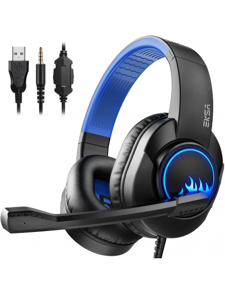 EKSA T8 žaidimų ausinės, mėlynos