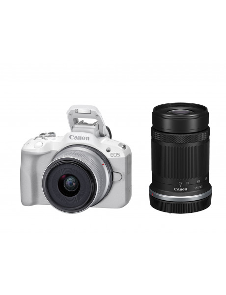 Canon EOS R50 + RF-S 18-45mm IS STM (White) + RF-S 55-210mm IS STM
