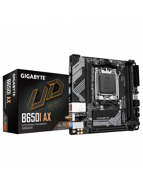 Mainboard|GIGABYTE|AMD B650|SAM5|Mini-ITX|Memory DDR5|Memory slots 2|1xPCI-Express 16x|1xM.2|1xHDMI|1xDisplayPort|3xUSB 2.0|2xUSB 3.2|1xUSB-C|1xRJ45|3xAudio port|B650IAX