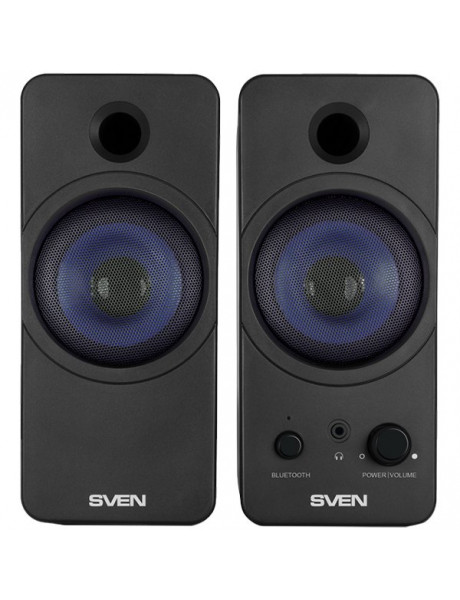 SV-016296 SVEN 431 USB-powered (2x3W); Headphone front jack; Front power button and the volume control; Power LED; Bluetooth
