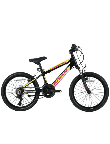 Vaikiškas dviratis Bisan 20 KDX2600 (PR10010392) juodas/geltonas/rožinis