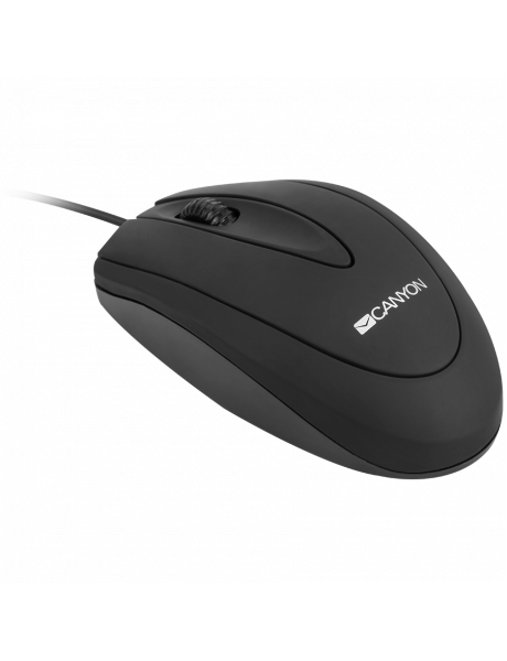 CNE-CMS1 CANYON CM-1, wired optical Mouse with 3 buttons, DPI 1000, Black, cable length 1.8m, 100*51*29mm, 0.07kg