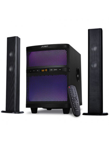 T-200X F&D T-200X 2.1 TV Speakers, 70W RMS (17.5Wx2+35W), 2x2'' Satellites (soundbar design) + 8'' Subwoofer, BT 5.0/AUX/USB/FM/Multi-color LED/LED Display/Remote control/Wooden/Black